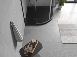 Mexen Flow полукръгла тънка душ паничка 90 x 90 см, черен мат - 46Q709090