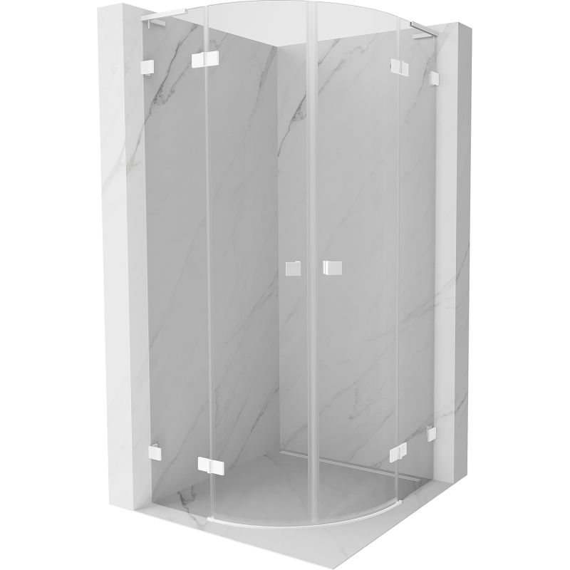 Mexen Lunar L полукръгла плъзгаща душ кабина 70 x 70 см, прозрачна, бяла - 833L-070L-070P-20-00