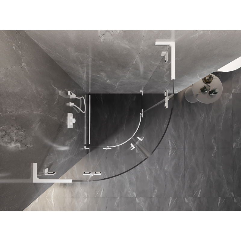 Mexen Lunar L полукръгла душ кабина със сгъваеми врати 70 x 70 см, прозрачна,