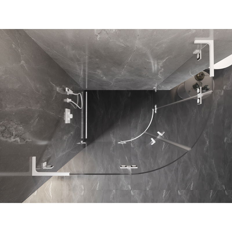 Mexen Lunar L полукръгла душ кабина отваряща се наляво 100 x 80 см, прозрачна, бяла - 833L-100L-080P-20-00