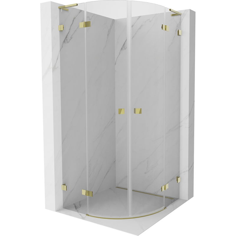 Mexen Lunar L полукръгла душ кабина с панти 70 x 70 cm, прозрачна, златна - 833L-070L-070P-50-00