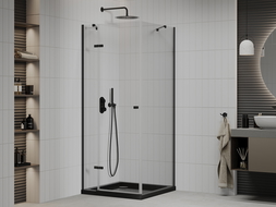 Mexen Roma душ кабина 90 x 90 см, прозрачна, черна + подложка Flat, черна - 854-090-090-70-00-4070B