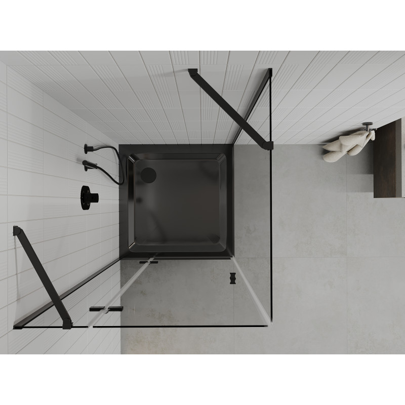 Mexen Roma разтваряща се душ кабина 90 x 90 см, прозрачна, черна + плоска