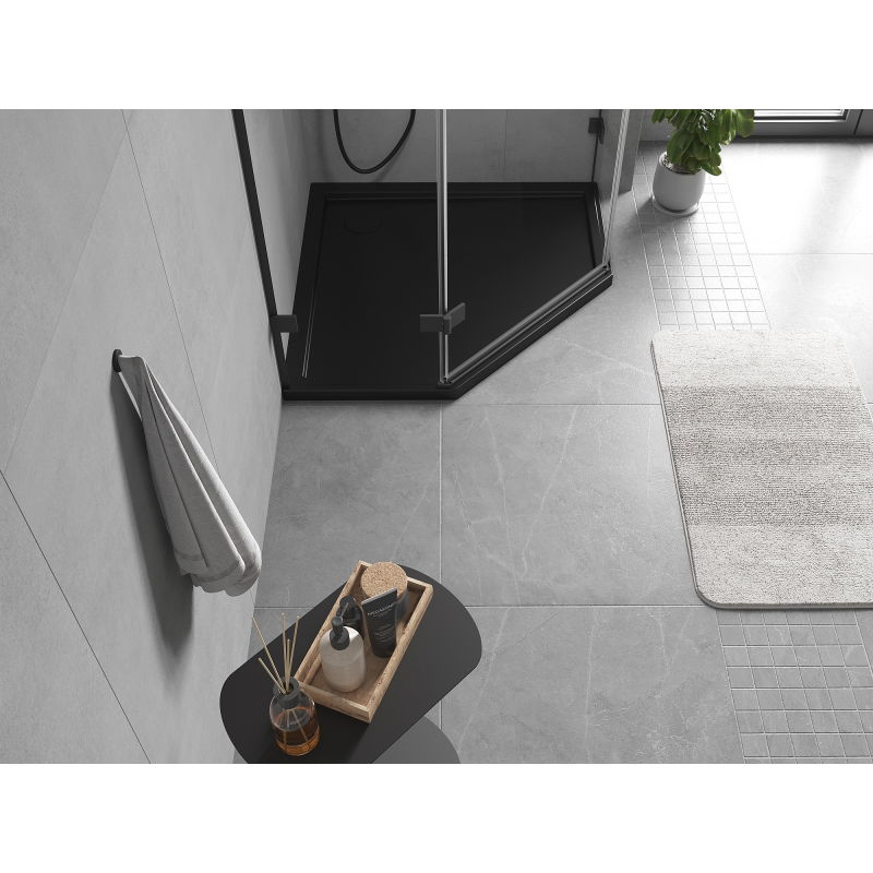 Mexen Flow петоъгълен ултратънък поддушов тас 80 x 80 см, черен мат - 46P708080