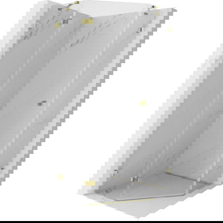 Mexen Lunar петстенна душ кабина с лява отваряема врата 90 x 90 см, прозрачна, златна - 831-090L-090P-50-00-L