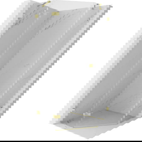 Mexen Lunar петстенна душ кабина с отваряща се лява врата 80 x 80 см, прозрачна, златна четкана - 831-080L-080P-55-00-L