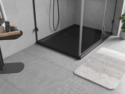 Ректъгълен тънък поддушов палет Mexen Flow 90 x 70 см, черен мат - 46R707090