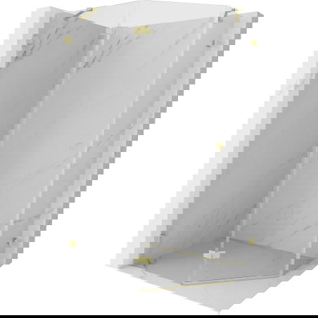 Mexen Lunar петоъгълна душ кабина лява 100 x 90 cm, прозрачна, златна четкана - 831-100L-090P-55-00-L