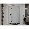 Mexen Roma люлееща се душ кабина 90 x 120 см, прозрачна, черна + поддушкa Flat,