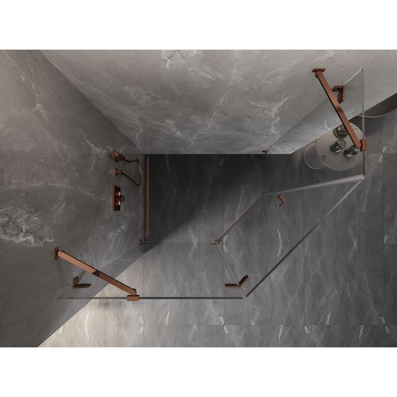 Mexen Lunar петоъгълна душ кабина с врата на ляво 100 x 90 см, прозрачна, розово