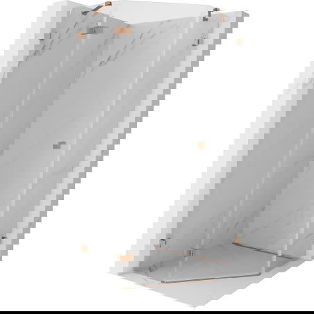 Mexen Lunar петостенна душ кабина с врата, лява 80 x 80 см, прозрачно стъкло, матирана мед - 831-080L-080P-65-00-L