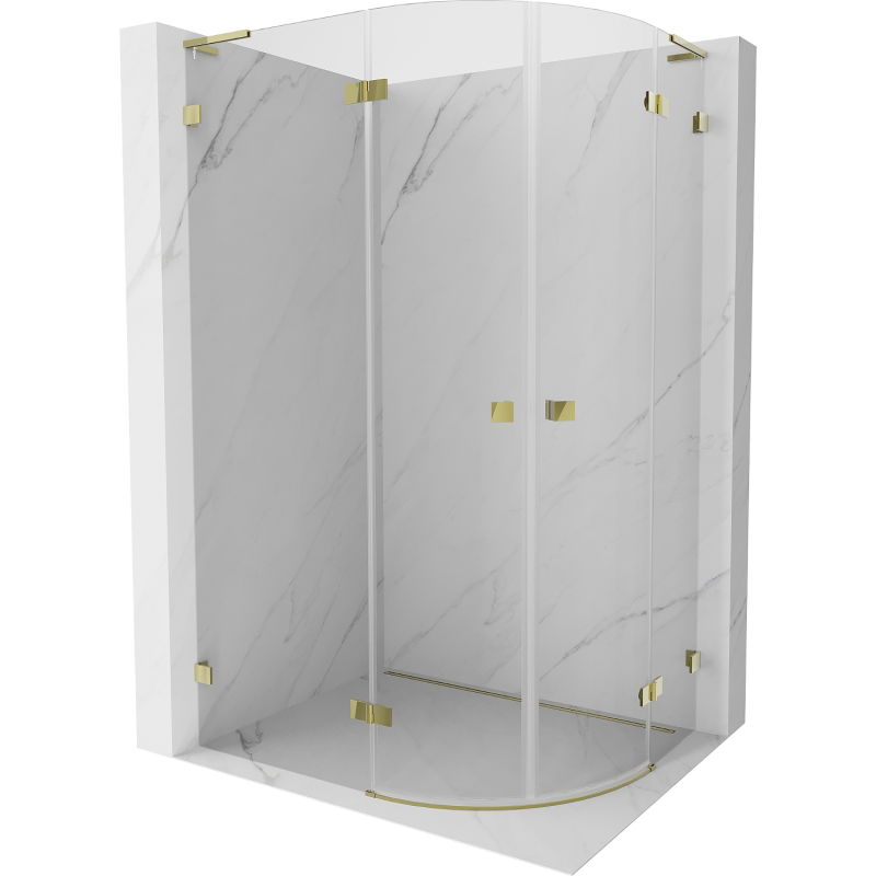 Mexen Lunar L полукръгла душ кабина лява 100 x 90 см, прозрачна, златна - 833L-100L-090P-50-00