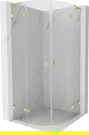 Mexen Lunar L полукръгла душ кабина с врата 80 x 80 см, прозрачна, златиста четкано - 833L-080L-080P-55-00