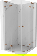 Mexen Lunar L полукръгла душ кабина с отварящи се врати 80 x 80 см, прозрачно, розово злато - 833L-080L-080P-60-00