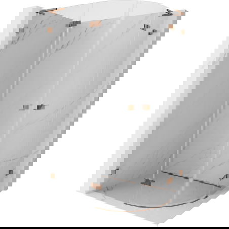 Mexen Lunar L полукръгла душ кабина отваряема лява 90 x 80 см, прозрачна, розово злато - 833L-090L-080P-60-00