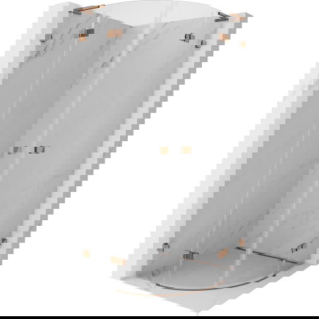 Mexen Lunar L полукръгла душ кабина с отварящи се врати 90 x 90 cm, прозрачна, розово злато - 833L-090L-090P-60-00