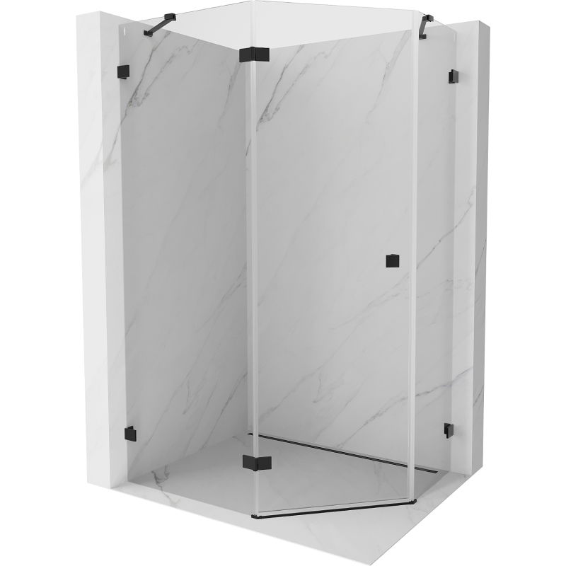 Mexen Lunar петстенна душ кабина с лява панта 100 x 90 см, прозрачна, черна - 831-100L-090P-70-00-L