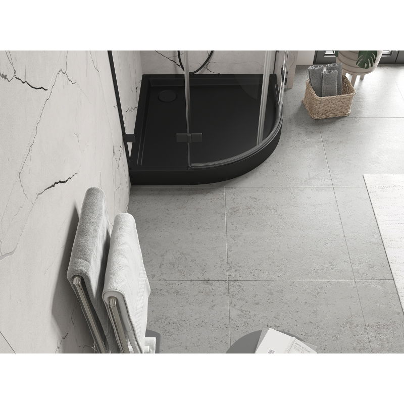 Mexen Flow+ полукръгъл поддушов корито 90 x 90 см, черен мат - 46Q709090H