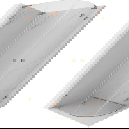 Mexen Lunar L полукръгла душ кабина с врата, лява, 90 x 80 см, прозрачна, четкана мед - 833L-090L-080P-65-00