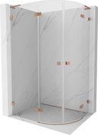 Mexen Lunar L полукръгла душ кабина, отваряща се наляво, 100 x 80 см, прозрачна, четкан мед - 833L-100L-080P-65-00