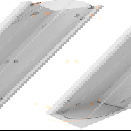 Mexen Lunar L полуокръглена душ кабина с отварящи се врати 100 x 100 см, прозрачна, четкан мед - 833L-100L-100P-65-00