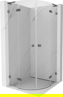 Mexen Lunar L овална душ кабина с отваряща се врата 80 x 80 см, прозрачна, четка сив - 833L-080L-080P-66-00