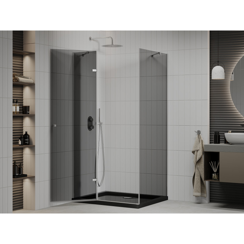 Mexen Roma обръщаема душ кабина 80 x 100 см, графит, хром + тава Flat, черен
