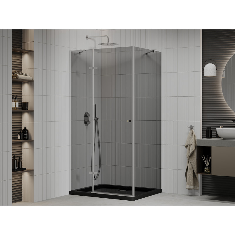 Mexen Roma обръщаема душ кабина 80 x 100 см, графит, хром + тава Flat, черен