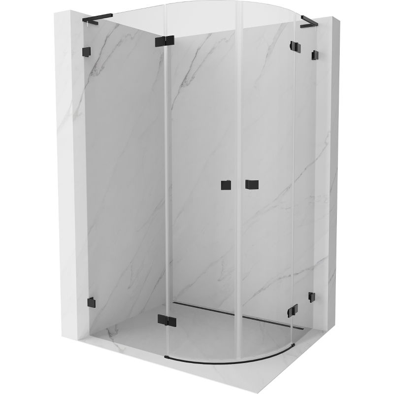 Mexen Lunar L полукръгла лява душ кабина 100 x 70 см, прозрачна, черна - 833L-100L-070P-70-00