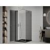 Mexen Roma душ кабина с врати 90 x 90 см, графит, хром + поддушник Flat, черен