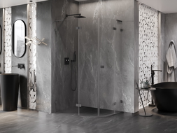 Mexen Lunar L полукръгла душ кабина с лява люлееща се врата 100 x 70 cm, прозрачна, gun metal - 833L-100L-070P-95-00