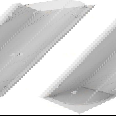 Mexen Lunar L полукръгла душ кабина с лява врата 80 x 70 см, прозрачна, матиран никел - 833L-080L-070P-97-00