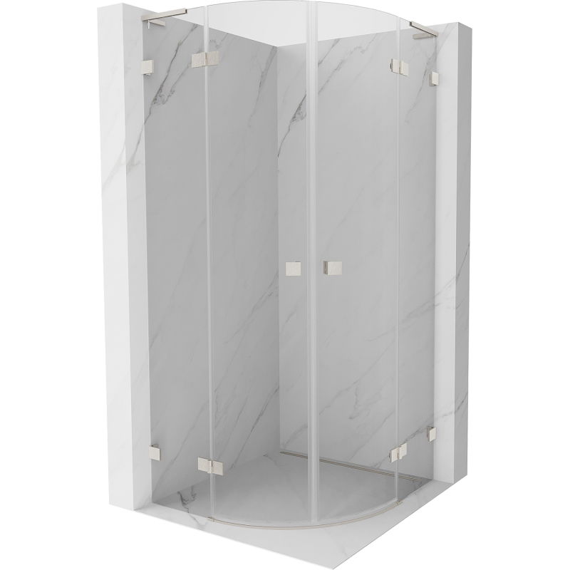 Mexen Lunar L полукръгла душ кабина с врата 80 x 80 см, прозрачна, никел матиран - 833L-080L-080P-97-00