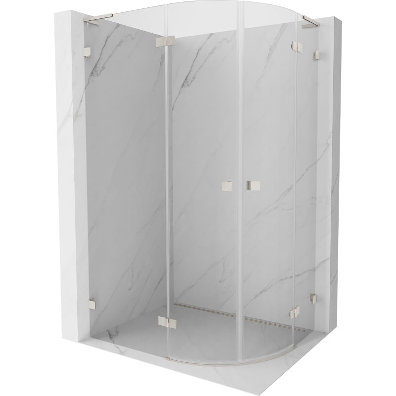 Mexen Lunar L полукръгла лява душ кабина 90 x 80 см, прозрачна, матов никел - 833L-090L-080P-97-00