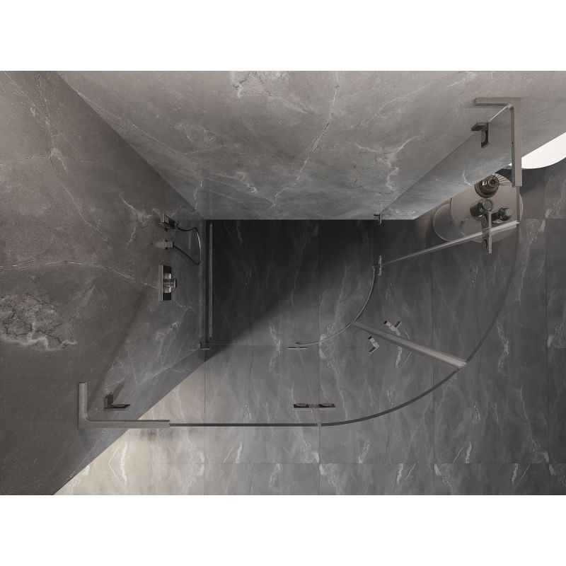 Mexen Lunar L полукръгла душ кабина с отваряща се лява врата 90 x 80 см, прозрачна, матов никел - 833L-090L-080P-97-00