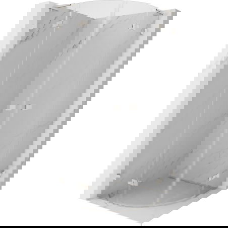 Mexen Lunar L полукръгла душ кабина с отварящи се врати 100 x 100 см, прозрачна, четкан никел - 833L-100L-100P-97-00