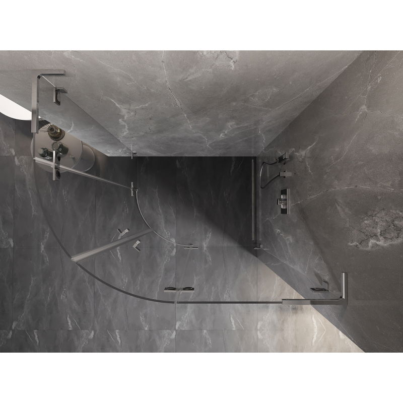 Mexen Lunar L полукръгла душ кабина с отваряща се врата, дясна 100 x 80 см, прозрачна, хром - 833L-100P-080L-01-00