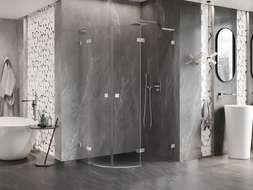 Mexen Lunar L полукръгла душ кабина с врати на панти, дясна 100 x 90 см, прозрачна, хром - 833L-100P-090L-01-00