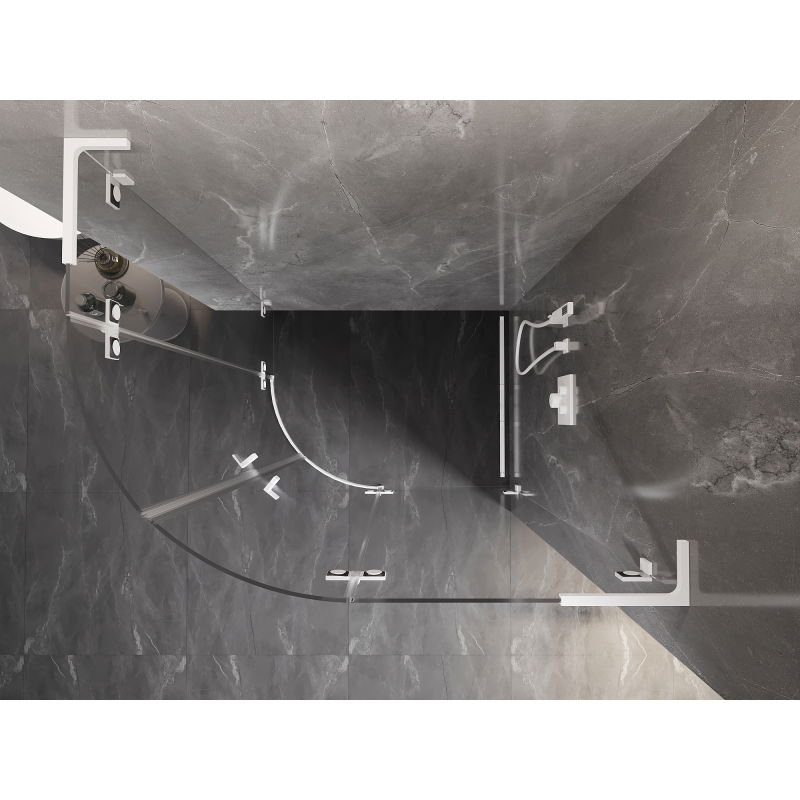 Mexen Lunar L полукръгла душ кабина с отваряне надясно 90 x 80 cm, прозрачна, бяла - 833L-090P-080L-20-00