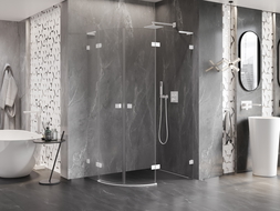 Mexen Lunar L полуобла кабина душова с панти дясна 100 x 90 см, прозрачна, бяла - 833L-100P-090L-20-00