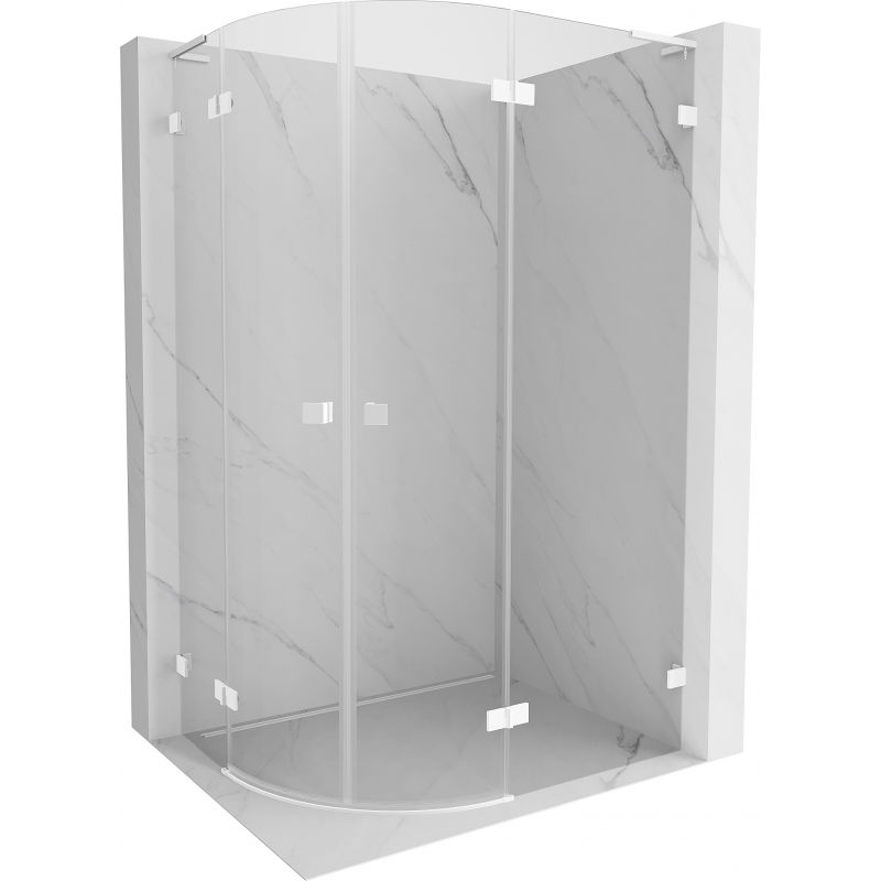 Mexen Lunar L полукръгла душ кабина с отваряща се врата, дясна 100 x 90 см, прозрачна, бяла - 833L-100P-090L-20-00
