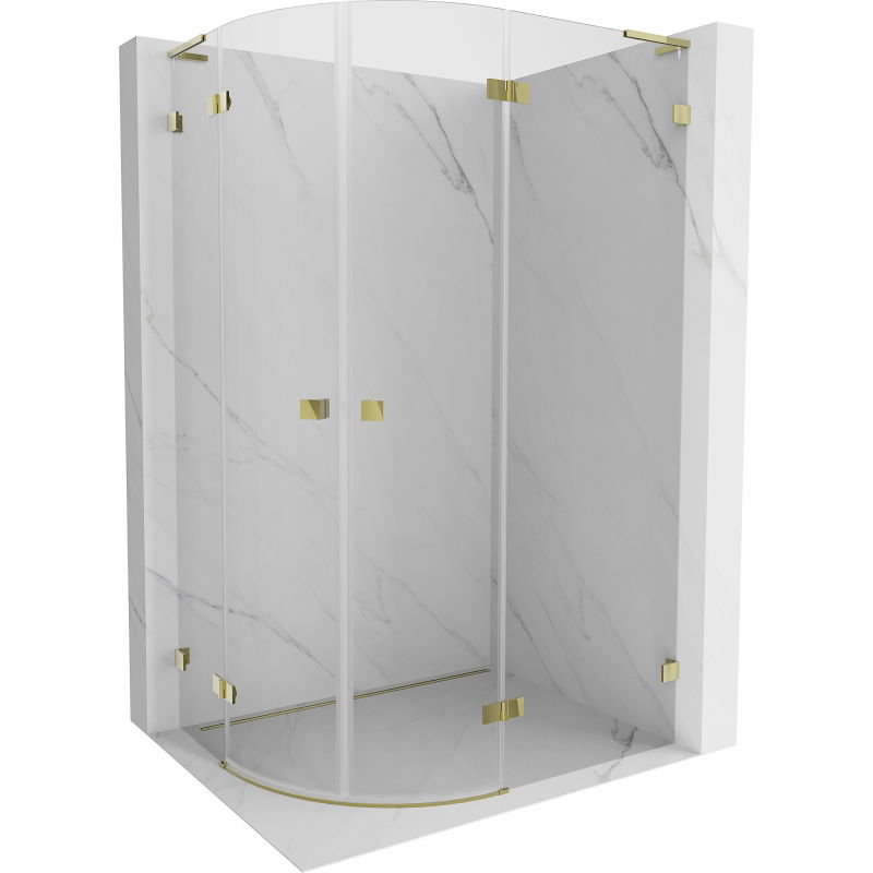 Mexen Lunar L полукръгла душ кабина с врата, дясна 90 x 80 см, прозрачна, златна - 833L-090P-080L-50-00