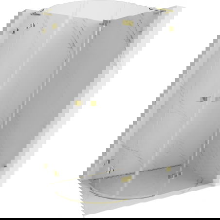 Mexen Lunar L ъглова душ кабина със сгъваеми врати, дясна, 100 x 70 см, прозрачна, златна - 833L-100P-070L-50-00