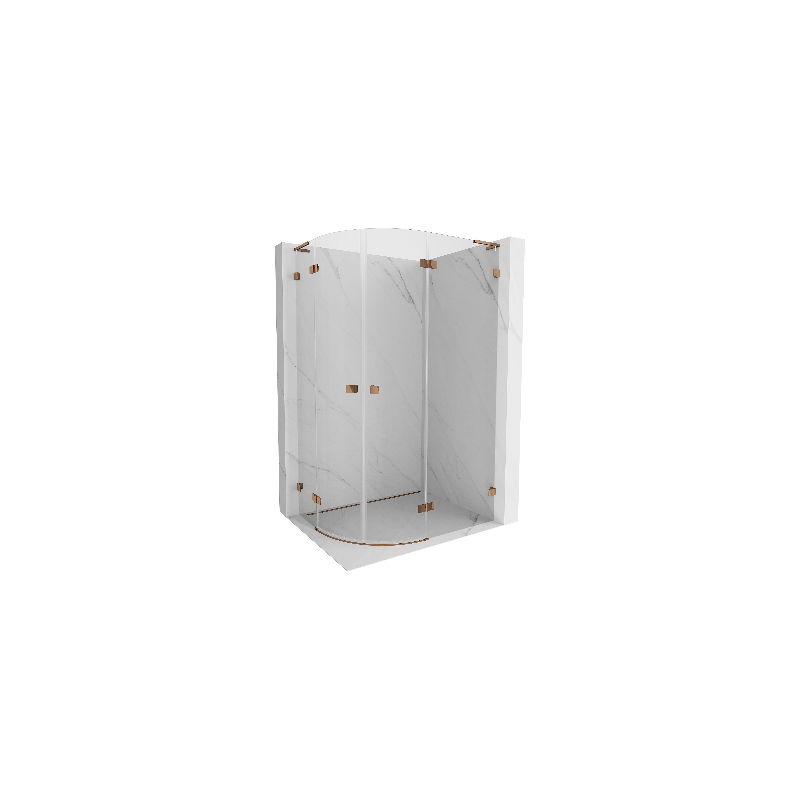 Mexen Lunar L полуокръгла душ кабина дясна 90 x 70 см, прозрачна, розово злато - 833L-090P-070L-60-00