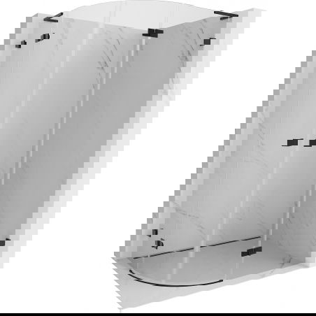 Mexen Lunar L полукръгла душ кабина с отваряща се врата, дясна 80 x 70 см, прозрачна, черна - 833L-080P-070L-70-00