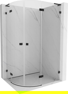 Mexen Lunar L полукръгла душ кабина с отваряща се врата, дясна 80 x 70 см, прозрачна, черна - 833L-080P-070L-70-00