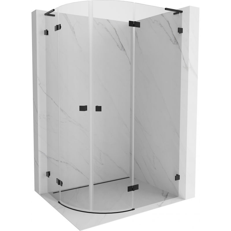 Mexen Lunar L полукръгла душ кабина с десни врати 100 x 90 см, прозрачна, черна - 833L-100P-090L-70-00