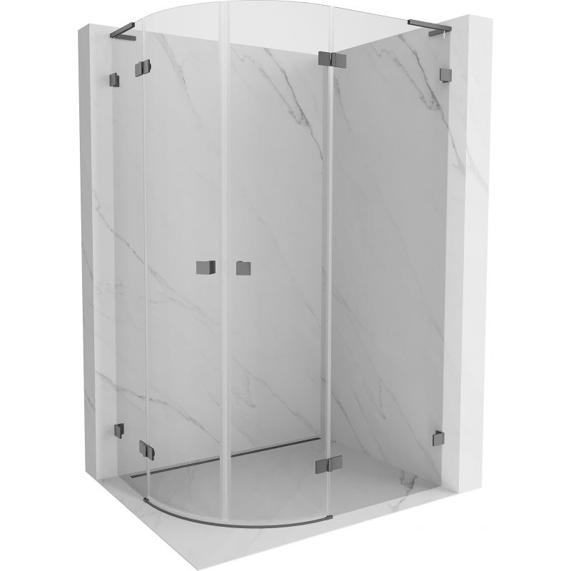 Mexen Lunar L полукръгла душ кабина с врата 100 x 70 см, прозрачна, gun metal - 833L-100P-070L-95-00