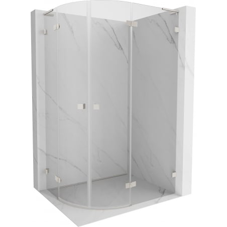 Mexen Lunar L полукръгла душ кабина с отваряща се дясна врата 90 x 80 см, прозрачна, четкан никел - 833L-090P-080L-97-00