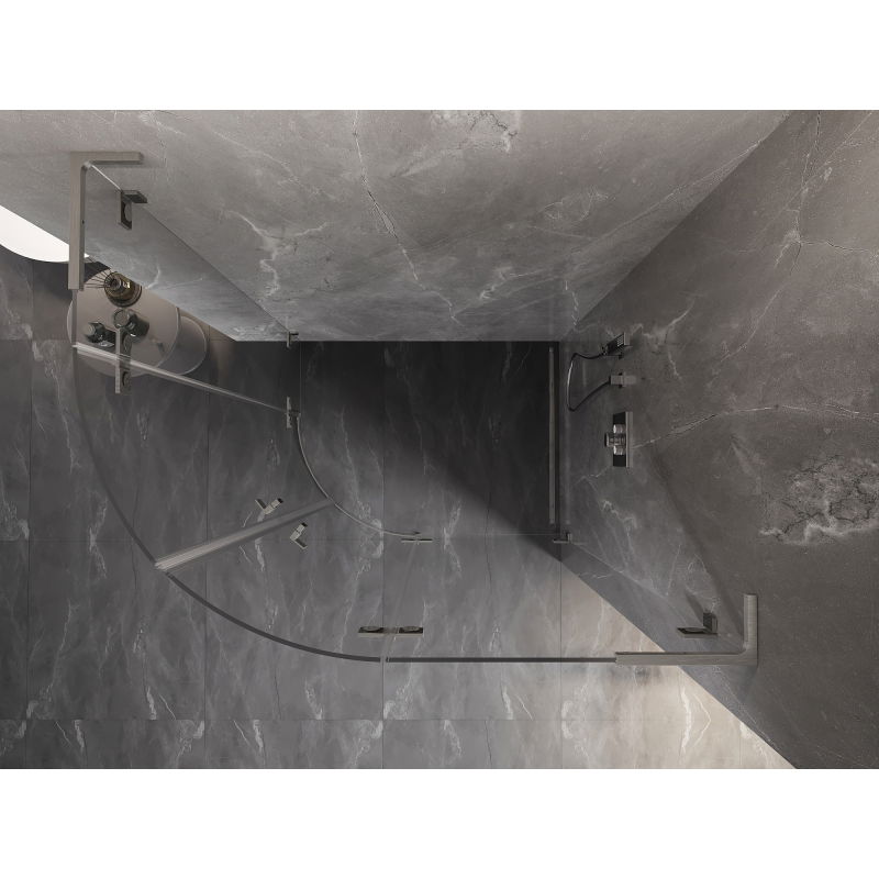 Mexen Lunar L полукръгла душ кабина с отварящи се врати дясна 90 x 80 см, прозрачна, четка никел - 833L-090P-080L-97-00